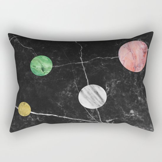 Black Marble with Polka Dots Rectangular Pillow