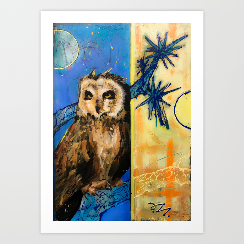 Night Owl Original Art Owl Art Owl Painting Great Horned Owl