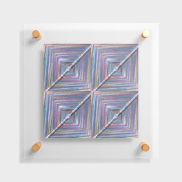 God's Eye Multicolor Yarn Woven Around a Chopstick Square Pattern Design Floating Acrylic Print