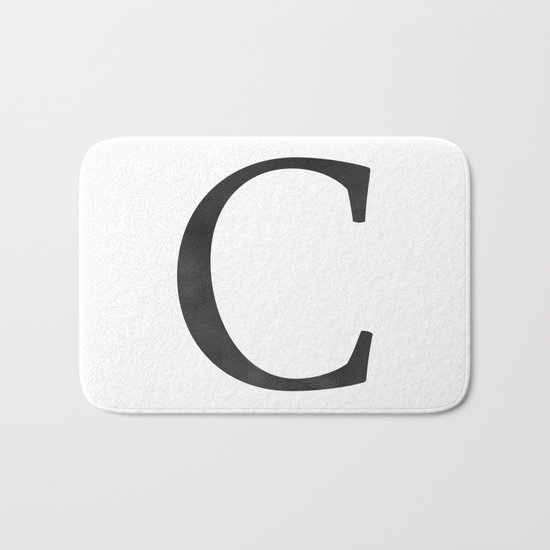 Letter C Initial Monogram Black and White Bath Mat