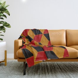 Cube wall - red & black & yellow Throw Blanket