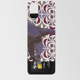 Giant anteater walking on a purple patterned background Android Card Case
