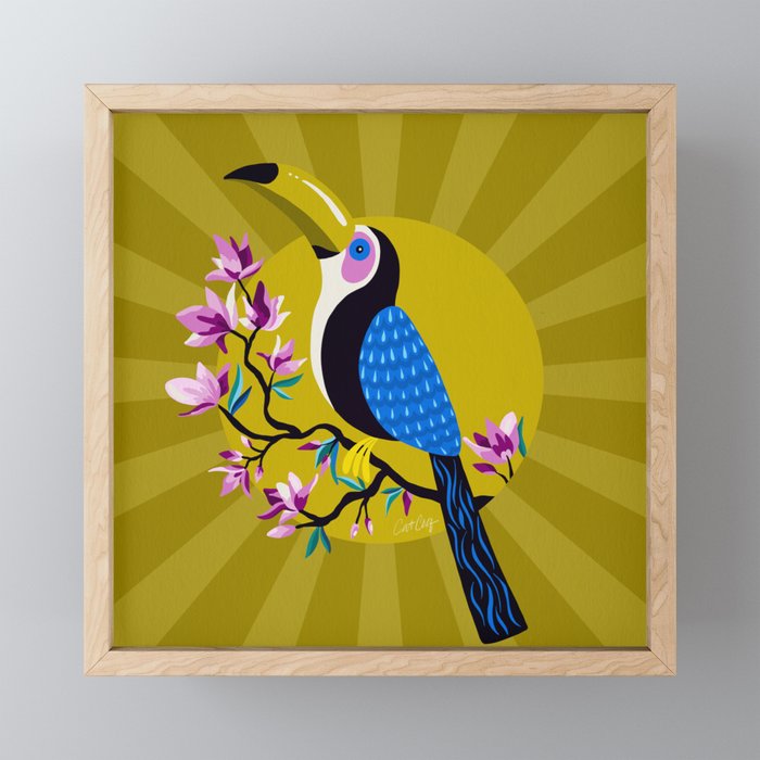 Tropical Toucan – Yellow Framed Mini Art Print