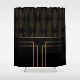 Art Deco Gold/Black Pattern Shower Curtain