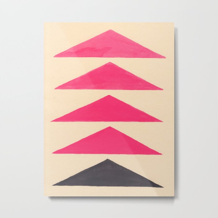 Colorful Pink Geometric Triangle Pattern With Black Accent Metal Print