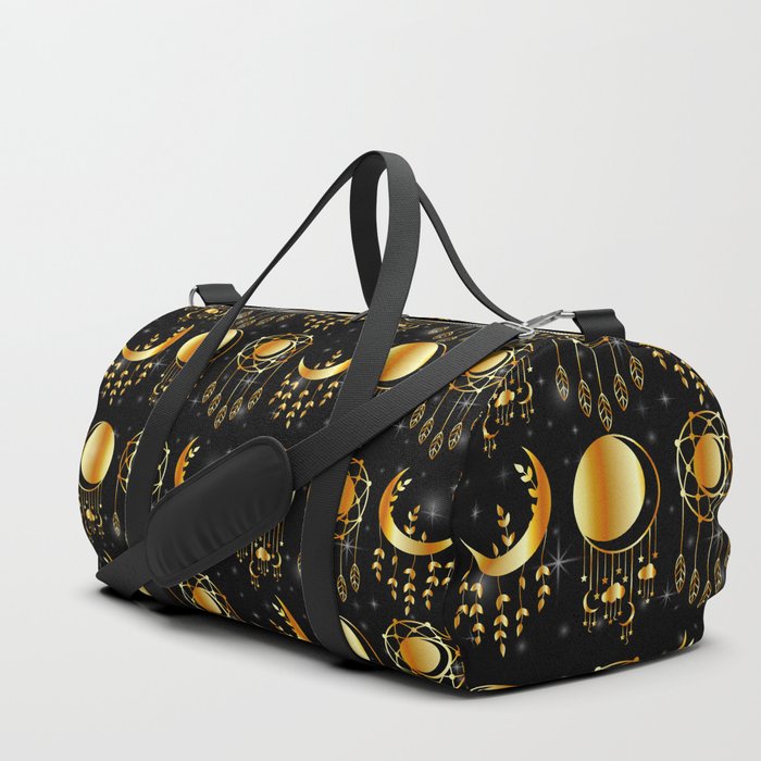 Mystic moon Decorative dream catchers in gold Duffle Bag