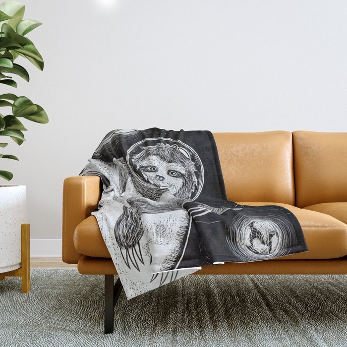 Sloth in Space Throw Blanket