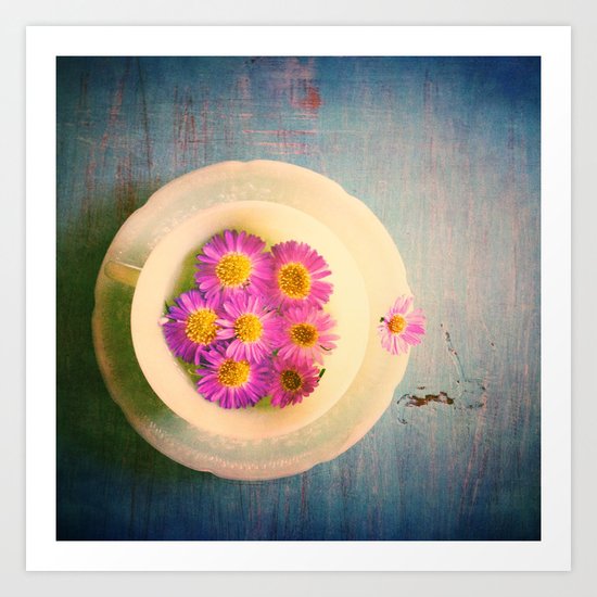 Spring Flowers on Vintage Table Art Print