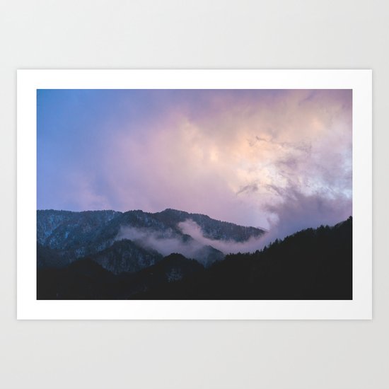 Japanese purple mountains Art Print