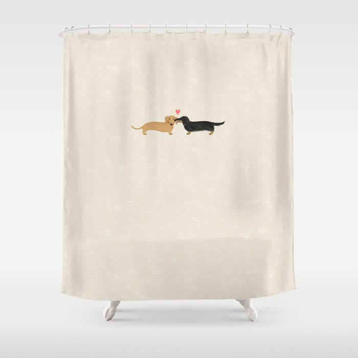 Cute Wiener Dogs with Heart | Dachshunds Love Shower Curtain