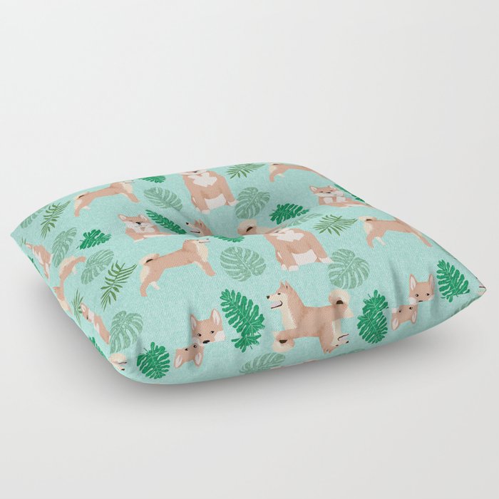 Shiba Inu summer monstera tropical pure breed dog gifts Floor Pillow