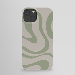 Liquid Swirl Abstract Pattern in Almond and Sage Green iPhone Case