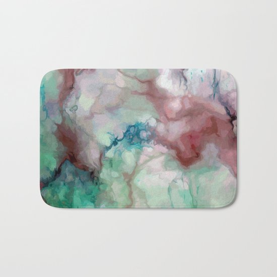 Colorful watercolor marble Bath Mat