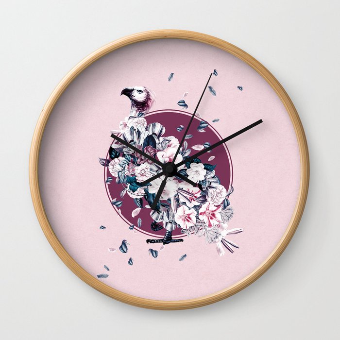 Vulture and Floral Wall Clock