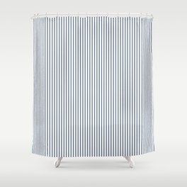 Classic farmhouse navy blue stripes Shower Curtain