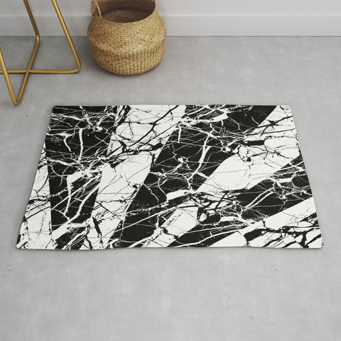 Rays Of Marble - Black and White, marble textured, abstract art Rug