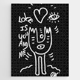 Love is You and Me Street Art Graffiti Black and White Jigsaw Puzzle