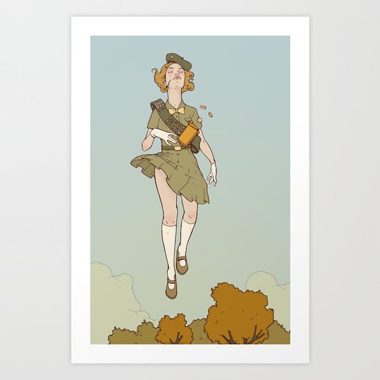 Floating Girl Scout Art Print