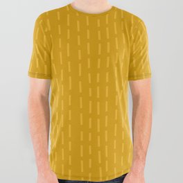 Mustard yellow striped All Over Graphic Tee