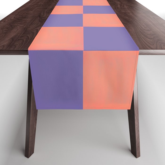 Very Peri Pantone Pairings - Vintage Tangerine Checkered Pattern Table Runner