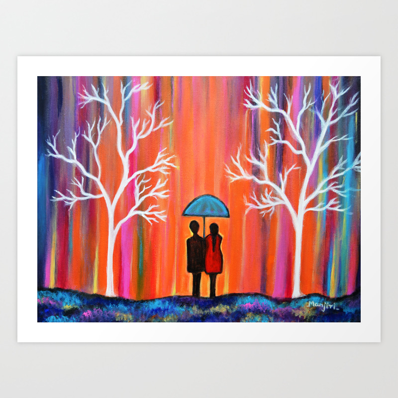 Colors Of Love Romantic Colorful Rainy Painting Art Print By Manjiri Society6