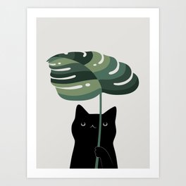Cat and Plant 16 Art Print