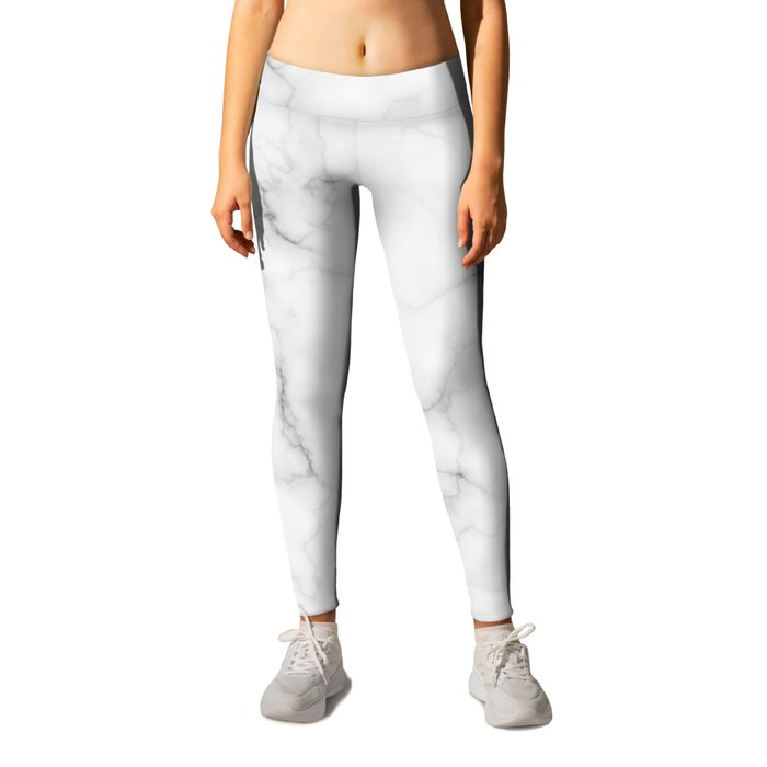 The Perfect Classic White with Grey Veins Marble Leggings
