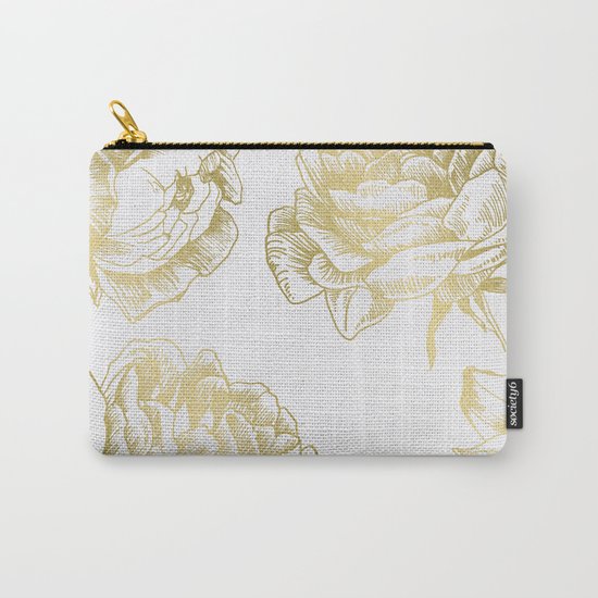 Gold Roses Carry-All Pouch