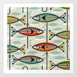 Vintage Color Block Fish Art Print