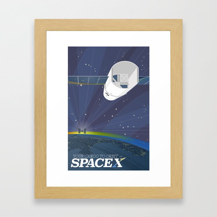 Your Cargo to Orbit, with SpaceX (borderless) Framed Art Print