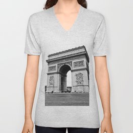 Arc de triomphe, Champs-Élysées, Paris, France black and white photographic cityscape V Neck T Shirt