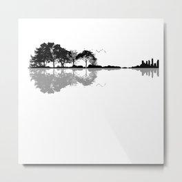 Acoustic Guitar Forest Nature Reflection Musician Metal Print | Trees, World, Art, Earth, Guitar, Concertguitar, Nature, Graphicdesign, Pickguard, Wood 