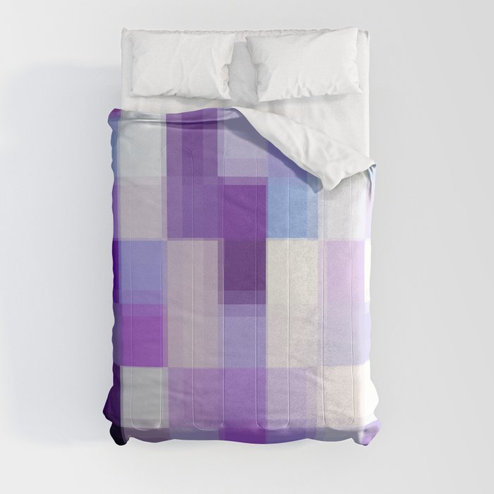 geometric pixel square pattern abstract background in purple blue Comforter