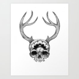Mandala Skull With Gorgeous Antlers Art Print