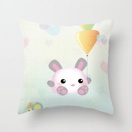 Jumping Kawaii Bunny Throw Pillow