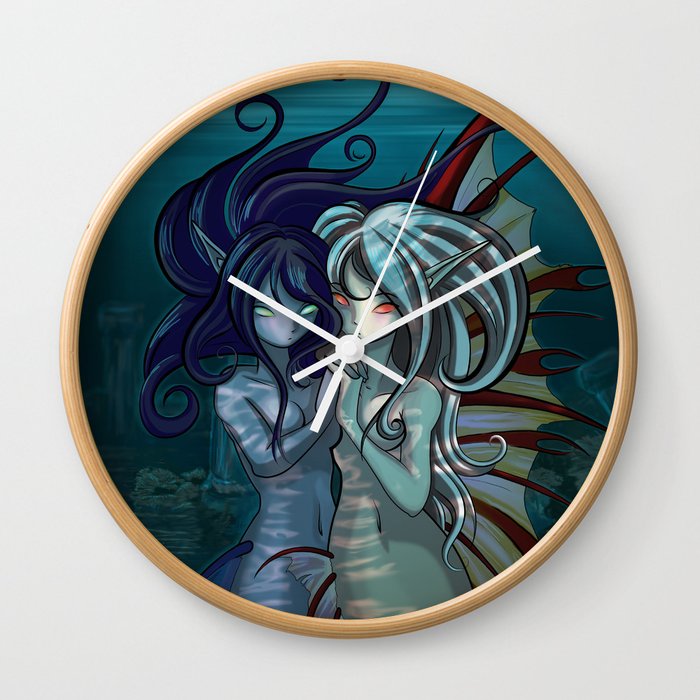 Fantasy style Anime / Manga mermaids Wall Clock