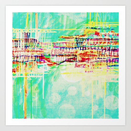 futuristic world in turquoise Art Print