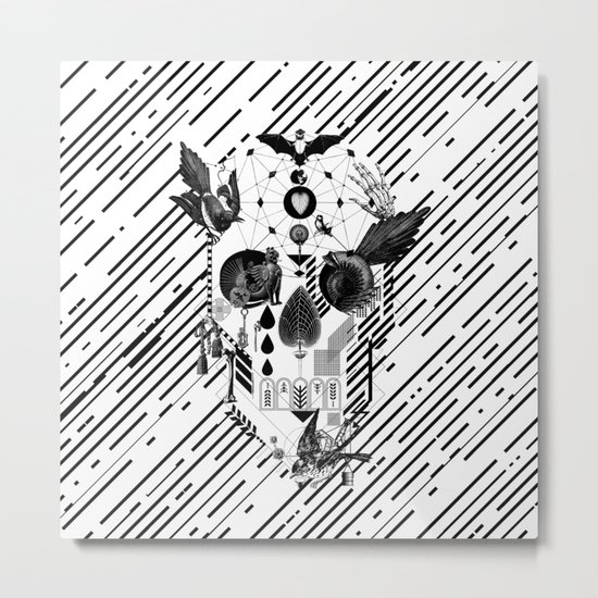 Abstract Skull B&W Metal Print