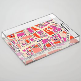 paris map pink Acrylic Tray
