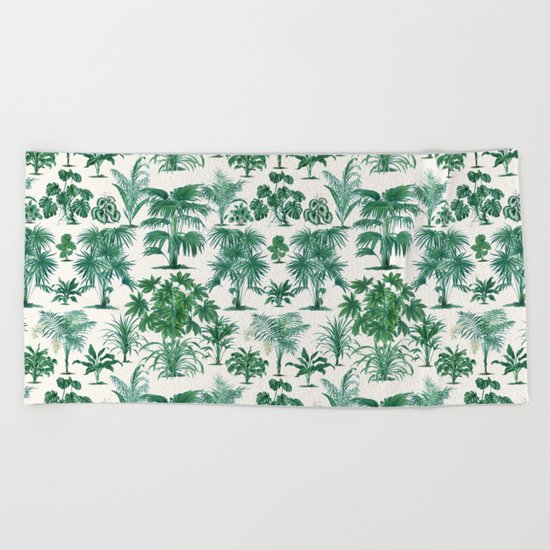 Exotic Tropical Palm Print Beach Towel