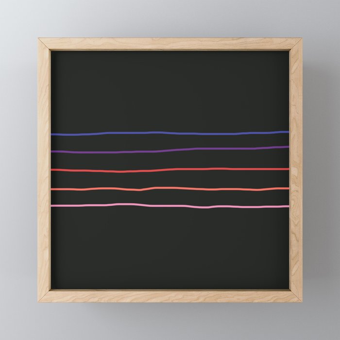 Classic Abstract Minimal Rainbow Retro Summer Style Stripes #4 Framed Mini Art Print