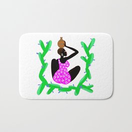 African woman with a vessel Bath Mat