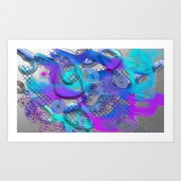 Creative Flow Art Print | Digital, White, Vibrant, Magenta, Silver, Smudge, Expressive, Frostedglass, Purple, Frosted 