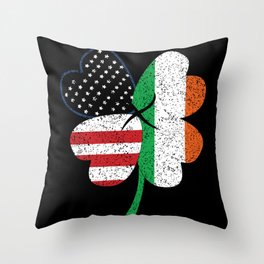 Shamrock American Flag Irish Saint Patrick's Day Throw Pillow