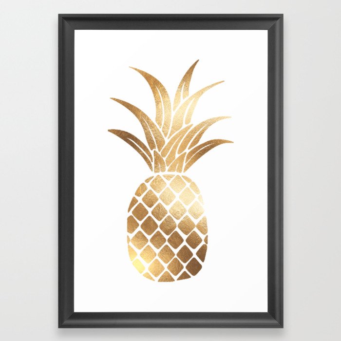 Regal Gold Pineapple Framed Art Print
