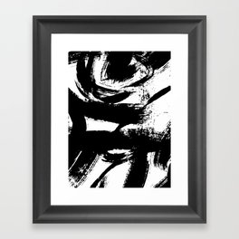 Black and White Brush Strokes Framed Art Print