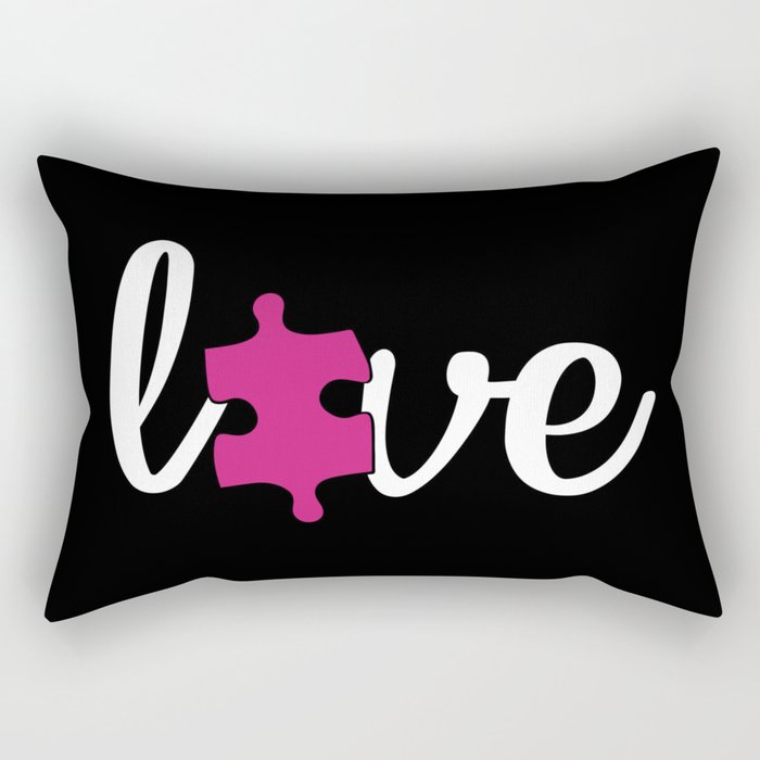 Autism Love Pink Puzzle Rectangular Pillow