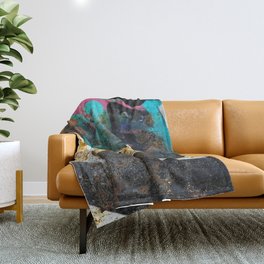 Colorful Graffiti Rusty Metal Weathered Texture Throw Blanket