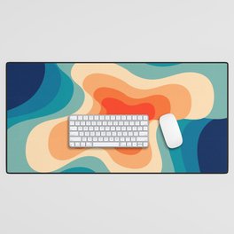 Retro 80s Blue and Orange Mid-Century Minimalist Abstract Art Desk Mat