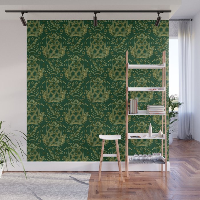 Luxe Pineapple // Emerald Green Wall Mural